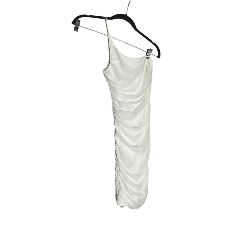 NWT Princess Polly White Jocasta Mini Dress One Shoulder Draped Ruched Bodycon 0